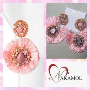 Nakamol Pink Double Drop Fringe Bead Earrings